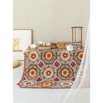 蘇蘇姐家團花福結羊毛毯手工DIY鉤針編織毯子毛線團自制材料包