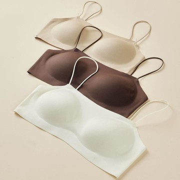 ✨高階✨新品細肩帶粉底液內衣女小胸夏季薄款隱形無痕吊帶美背一體式文胸