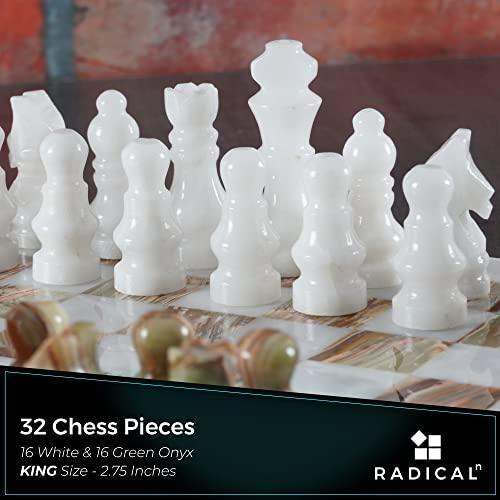 チェス チェスト |RADICALn ハンドメイド ホワイトとグリーンオニキス 重みのあるフルチェスゲームセット スタントンとアンバサダー ギフトスタ