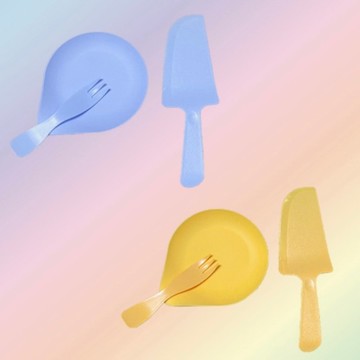 蛋糕刀*1+盤叉組*5(黃/藍隨機)