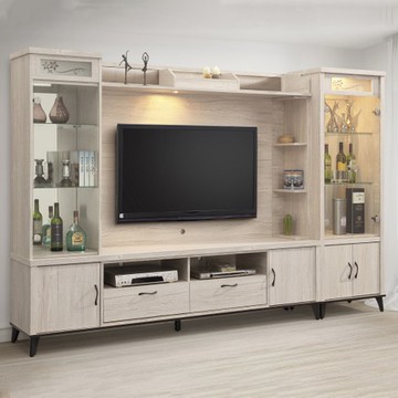 【MUNA 家居】炭燒白橡9尺開門高低櫃(全組)