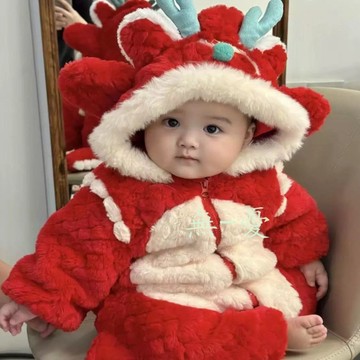 ⭐台灣出貨⭐冬装保暖过年棉服中国风新年拜年服新生婴儿冬季外出宝宝连体衣服
