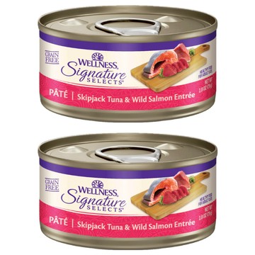 WELLNESS 寵物健康 貓用 SS 名廚特選主食罐  鮮鮪魚泥 + 鮮鮭魚泥  79g  2罐