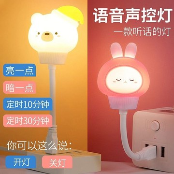 佳佳玩具 --- 最新款式 銅板價 聲控 語音 小夜燈  USB 夜燈 卡通 床頭燈 聲控 插電 生日禮物 小物