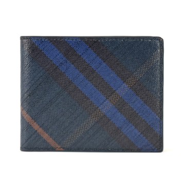 BURBERRY經典格紋6卡對開短夾(午夜藍)