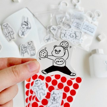 開心動物園-熊熊No.2黑白線條貼紙包/手帳貼紙