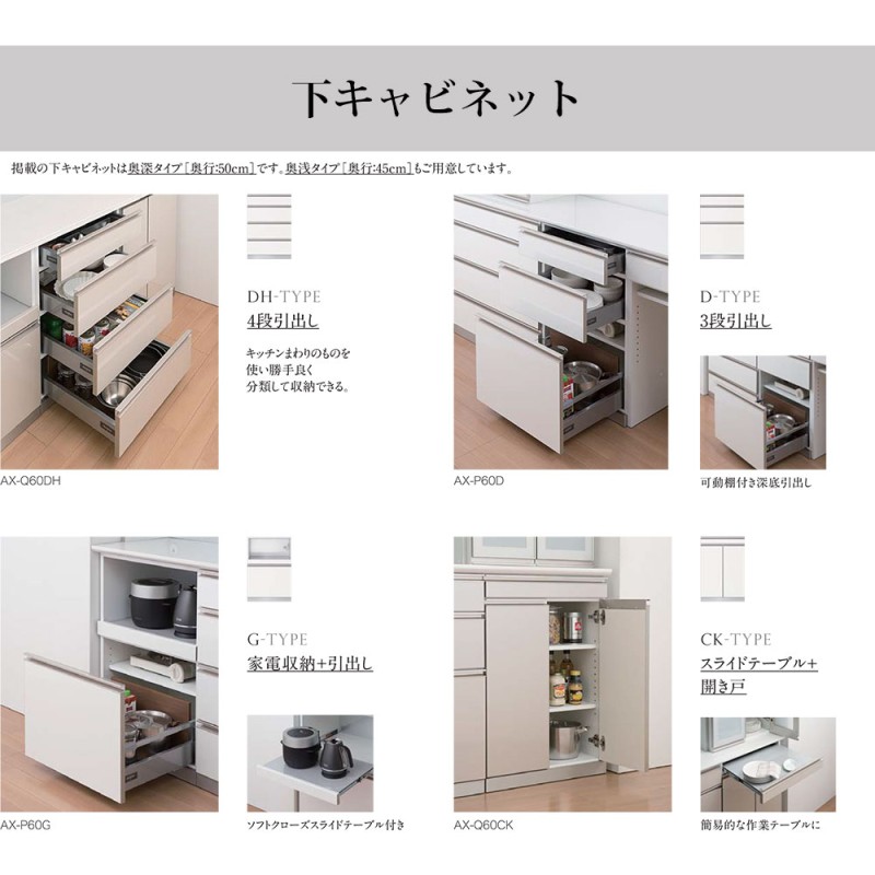 綾野製作所 食器棚 おすすめセット AX ベイシス 組合わせ 奥行50cm