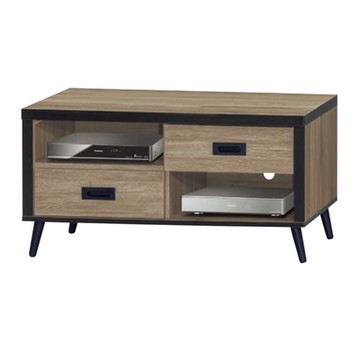 文創集 特斯灰橡3尺二抽電視櫃-89x40x47cm免組
