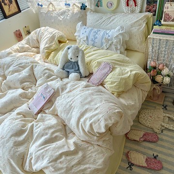 🔥優選好物🔥雙層紗三件套新款被套床單宿捨單人加大 床上四件套床罩床包四件組可機洗可水洗 標準雙人 加大雙人雙人被套 床品