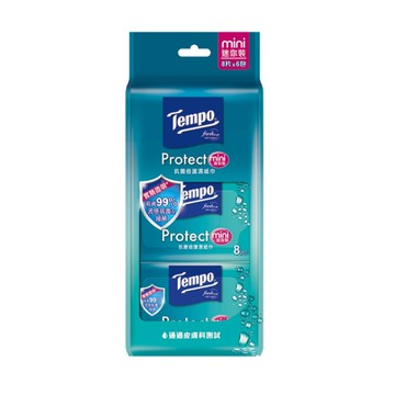 Tempo 抗菌倍護濕巾迷你裝(8張/包)6入組【杏一】
