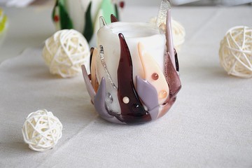 紫色玻璃燭台-婚禮用圓形玻璃燭台