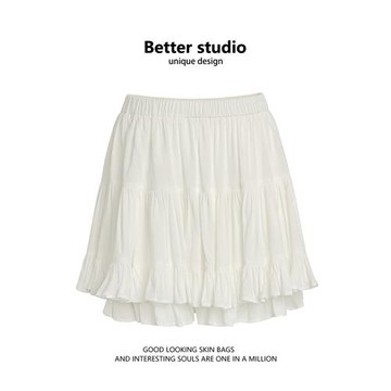 白色芭蕾蛋糕裙女2025夏季新款設計感重工短款蓬蓬裙A字半身裙褲