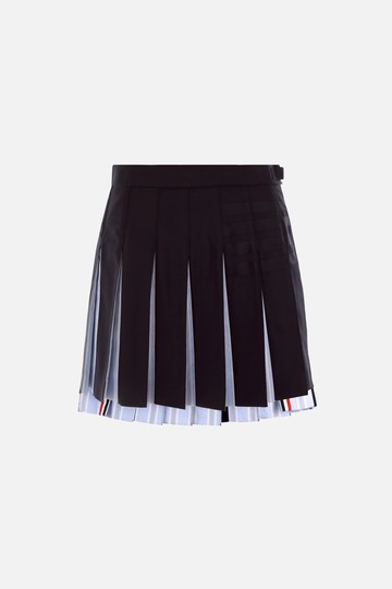THOM BROWNE 4bar pleated wool miniskirt Woman