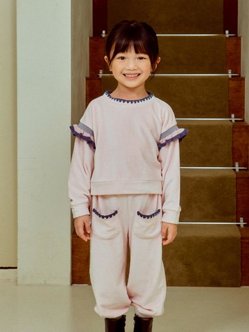 Velvet Fleece Lined Children's Set [Pink]