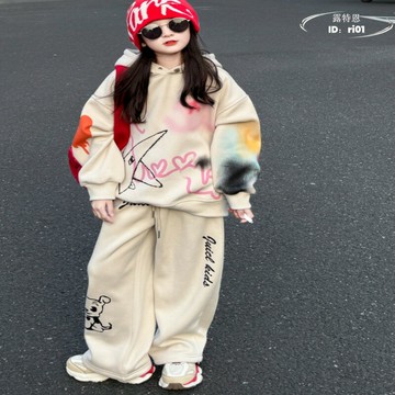 【限時免運】2025新款 女童春裝套裝 洋氣時髦衛衣 兒童運動兩件套 寬鬆休閒衛衣