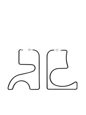 Courrèges - Maxi AC geometric-shape earrings - women - Brass - One Size - Black