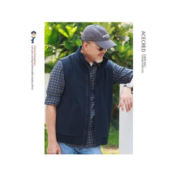 中年爸爸秋裝馬甲中老年寬松針織坎肩老人爺爺無袖外套春秋衣服