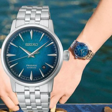 SEIKO 精工 Presage 調酒系列機械腕錶-38.5mm藍 4R35-04A0F.HCB001J1