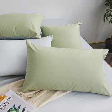 戀家小舖 枕套 / 枕頭套-100%精梳棉【撞色系列-清新綠】美式信封枕套 經典素色  台灣製