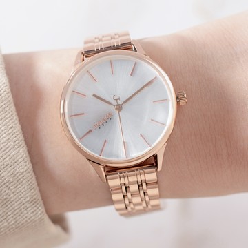 正韓JULIUS編織夢想經典炫光金屬鍊帶手錶【WJA1298】-白面玫金帶