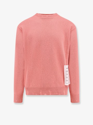 Wool and cashmere sweater with logoed label - AMARANTO - gender_Man