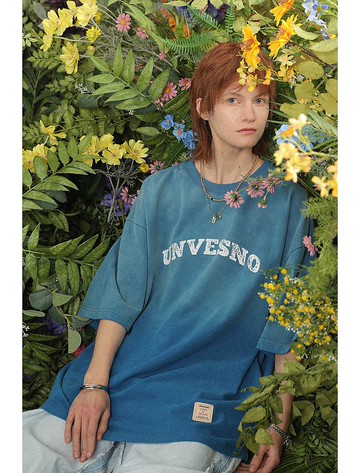 UNVESNO 炒花字母印花潮牌短袖情侶T恤基礎款百搭中性風 SWS-1509