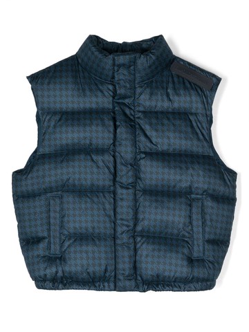 Emporio Armani Kids - quilted houndstooth-pattern gilet - kids - Polyester/Polyester - 16 yrs - Blue