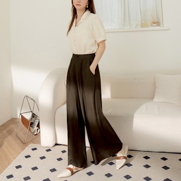 OB嚴選中大尺碼-細緻三線壓褶後鬆緊修身長褲《BA7801》