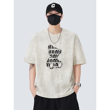 短袖t恤男2025新款夏季寬松闊版圓領半袖體恤男款潮流扎染夏裝潮