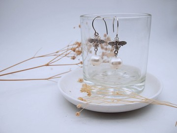 純銀小蜜蜂珍珠耳墜