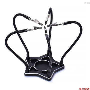 萬向臂五爪焊臺 焊接輔助工具 高溫電烙鐵工作臺拆焊臺 帶5個柔性臂+5個鱷魚夾+金屬底座  黑色