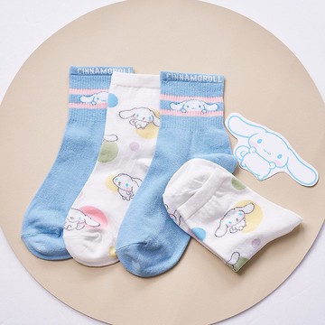 【ONEDER旺達】三麗鷗大耳狗中筒羅紋襪 Cinnamoroll 喜拿長襪