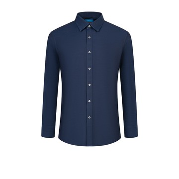 功能棉質彈性牛津紡長袖上班襯衫/海軍色 | 2112121279