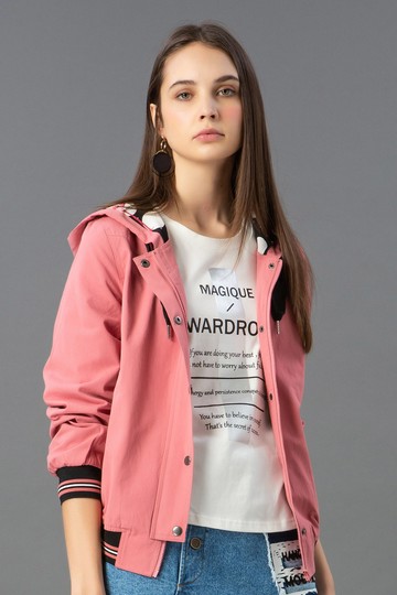 MW 連帽拚接羅紋長袖外套