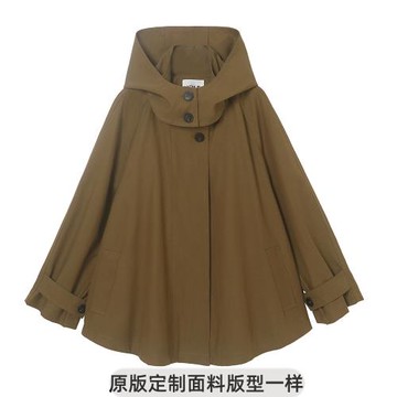 夏迷霧柏林 萊賽爾棉短風衣A字廓形寬松連帽斗篷外套女秋季