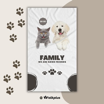 【Walkplus】快乾大毛巾(FUNNY毛小孩A款)(尺寸:75*130CM)