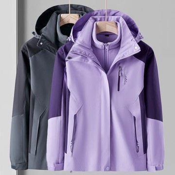 【米蘭精品】衝鋒衣連帽夾克-拼色防水防風舒適男女外套10色74db44