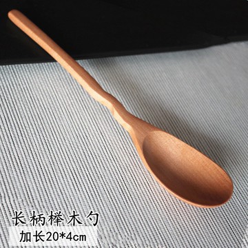 日式原木小湯勺湯匙家用實木拉面勺木制餐勺長柄大號調羹吃面勺子