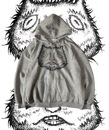 --兩光師選物--手繪中世紀貓貓寬版連帽外套
