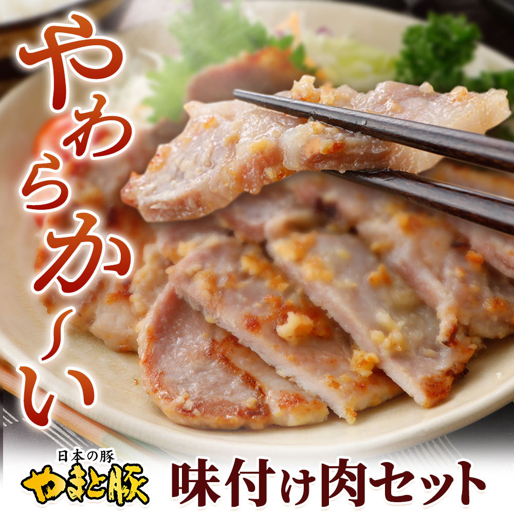 やまと豚 大人気 味付け肉 4点セット NS-DO [冷凍] お歳暮 御歳暮 2023 肉 味付き肉 冷凍 お試しセット 味付け肉セット お試し 食べ比べ 豚肉 味噌漬け