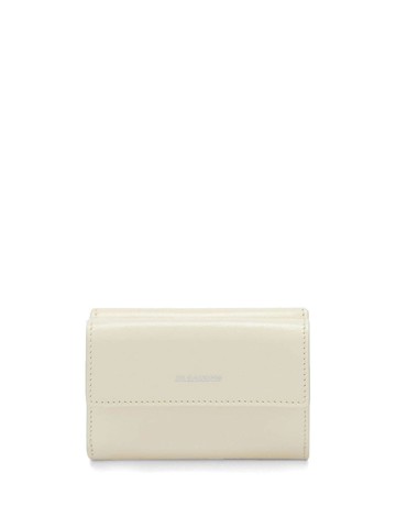 Jil Sander - logo-embroidered leather purse - women - Calf Leather - One Size - Neutrals