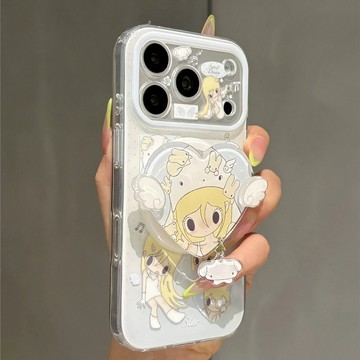 卡通黃髮女孩適用蘋果17PROMAX手機殼iPhone15Pro磁吸殼14小清新13精孔全包16pro防摔保護殼