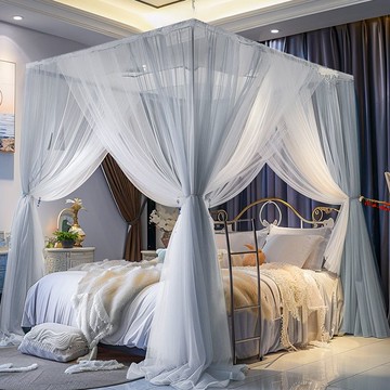 免運附發票 家用蚊帳 防蟲蚊帳 落地蚊帳三開門免安裝2024新款家用臥室公主風雙層加密加厚支架 快速出貨