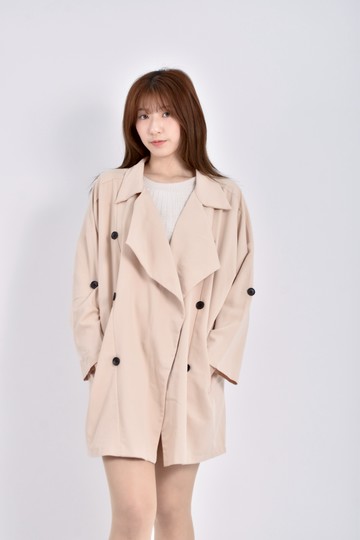 (F) boiling薄款風衣杏色外套