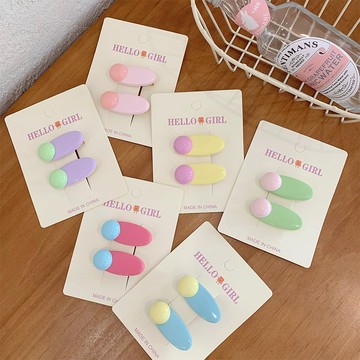 【𝐔.𝐉.𝐉】現貨✨【馬卡龍撞色髮夾組】甜美少女感必備雙入組 學生髮飾 飾品 瀏海夾 定型夾 髮飾 髮夾