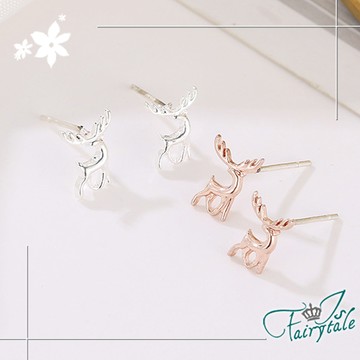 【伊飾童話】迷你馴鹿＊銅電鍍貼耳式耳環/顏色可選