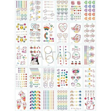 【源一商社】【SALTADO】泫雅 彩色笑臉愛心彩虹紋身貼 ins 紅學生手臂貼 原宿個性持久防水防汗簡約紋身貼紙 泫雅風卡