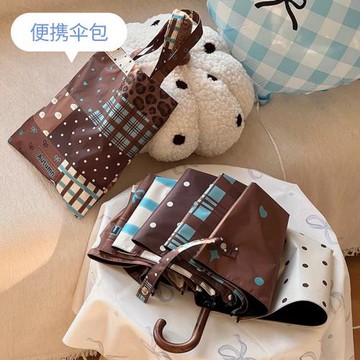 Rosy韓系彎鉤太陽傘防曬防紫外線晴雨傘兩用女折疊手動黑膠遮陽傘