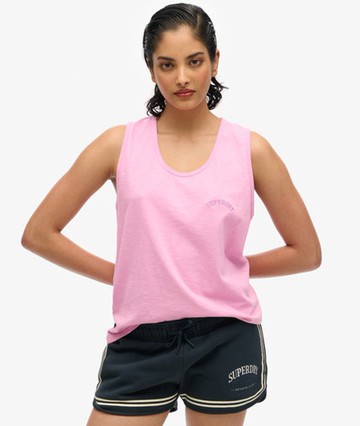 Superdry Women's Essential Logo Garment Dye Vest Top Pink Size: 4