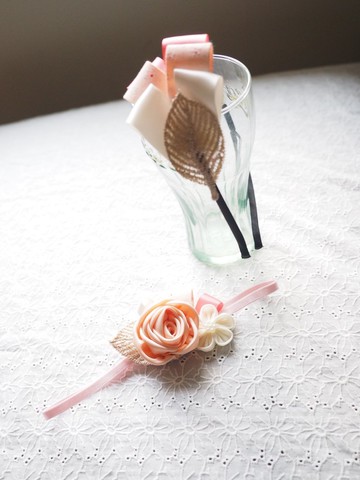 手作嬰兒女童頭箍髮帶親子套裝 適合百日宴彌月拍攝家庭照